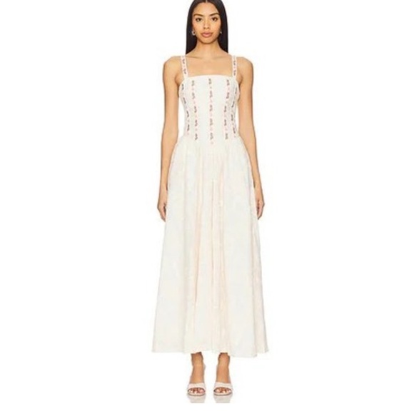 NWT Agua Bendita Emerald MerakiEmbroidered Dress in Multicolor